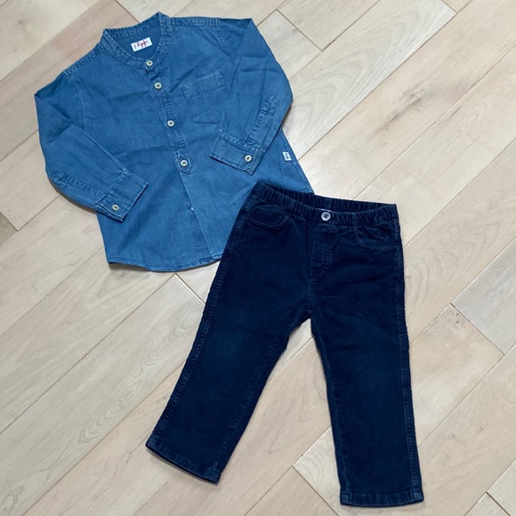 Il Gufo boys soft cotton stretch long sleeve shirt & pull on pants